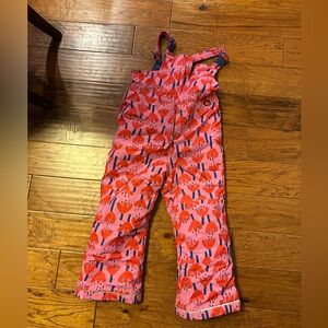 Hanna Andersson Insulated snow overalls (kid size 6-7), sunset tulip